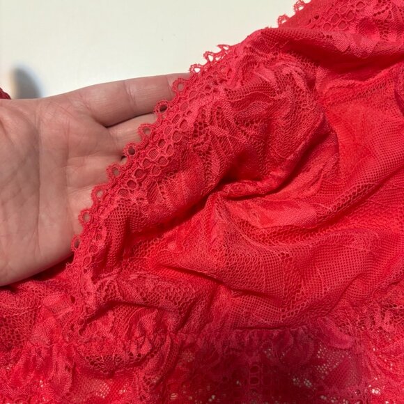 Soma Embraceable Lace Plunge Bralette XL Red Lightweight Unlined - Picture 4 of 12